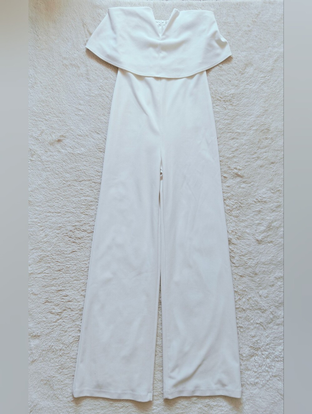 Lulus What Lovers Do White Strapless Wide Leg Jumpsuit | Size S | Bridal Shower - Picture 3 of 5
